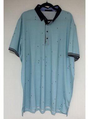 Greyson Men’s Light Blue Ski Print Golf Polo Shirt Size XXL